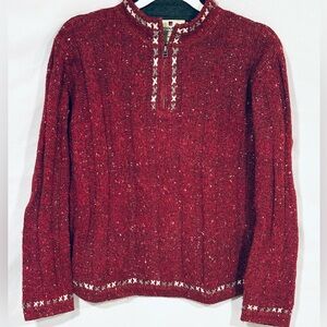 Woolrich Women's Maroon Sweater w/ Patterned Accents Sz M. Ramie & Wool